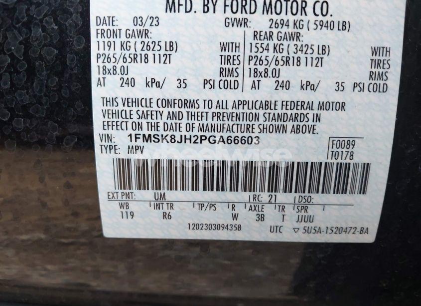 Photo 9 of 2023 Ford Explorer TIMBERLINE (VIN 1FMSK8JH2PGA66603)