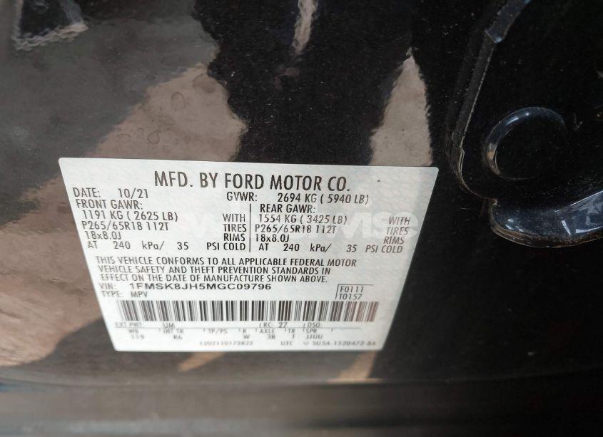 Photo 9 of 2021 Ford Explorer TIMBERLINE (VIN 1FMSK8JH5MGC09796)