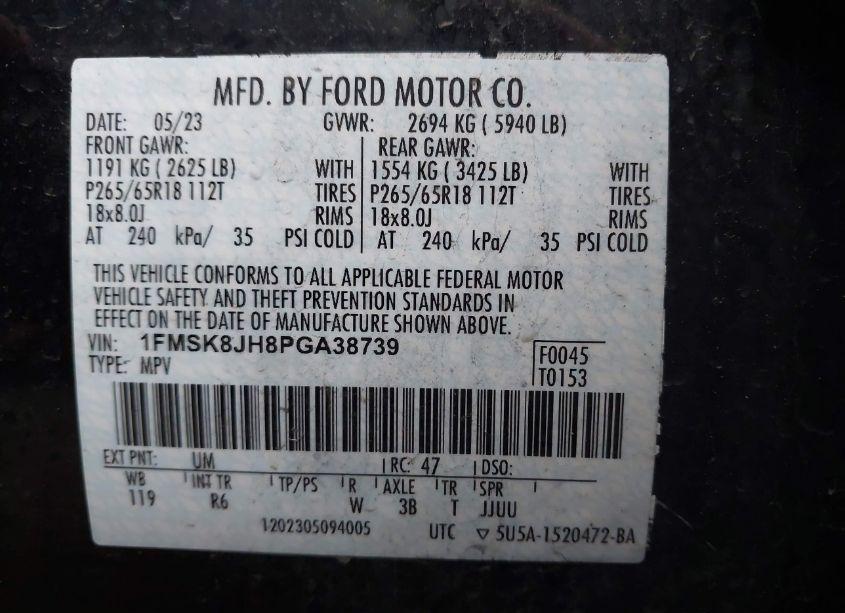 Photo 9 of 2023 Ford Explorer TIMBERLINE (VIN 1FMSK8JH8PGA38739)