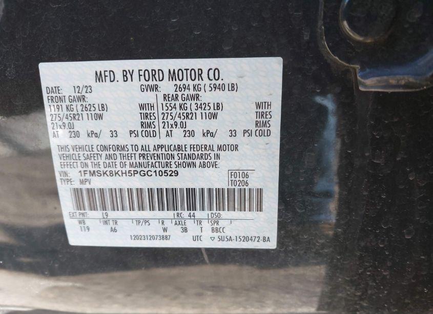 Photo 9 of 2023 Ford Explorer ST-LINE (VIN 1FMSK8KH5PGC10529)