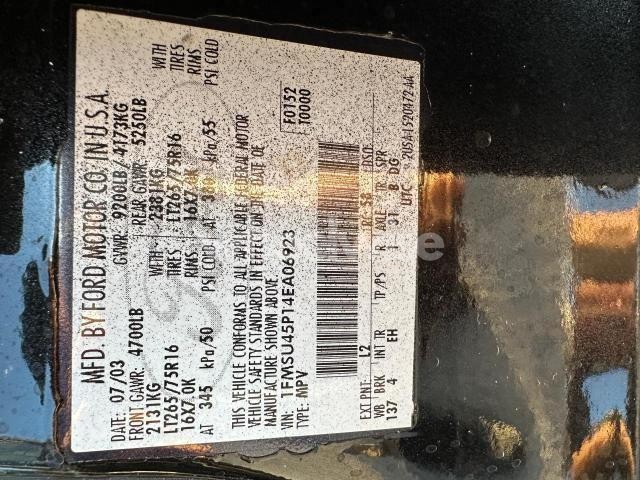 Photo 11 of 2004 FORD EXCURSION EDDIE BAUER N/A (VIN 1FMSU45P14EA06923)