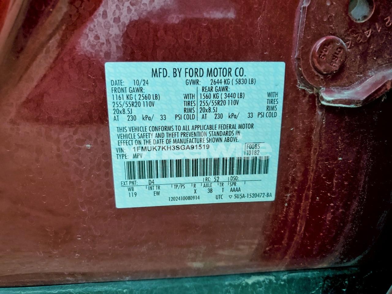 Photo 13 of 2025 FORD EXPLORER ST-LINE (VIN 1FMUK7KH3SGA91519)