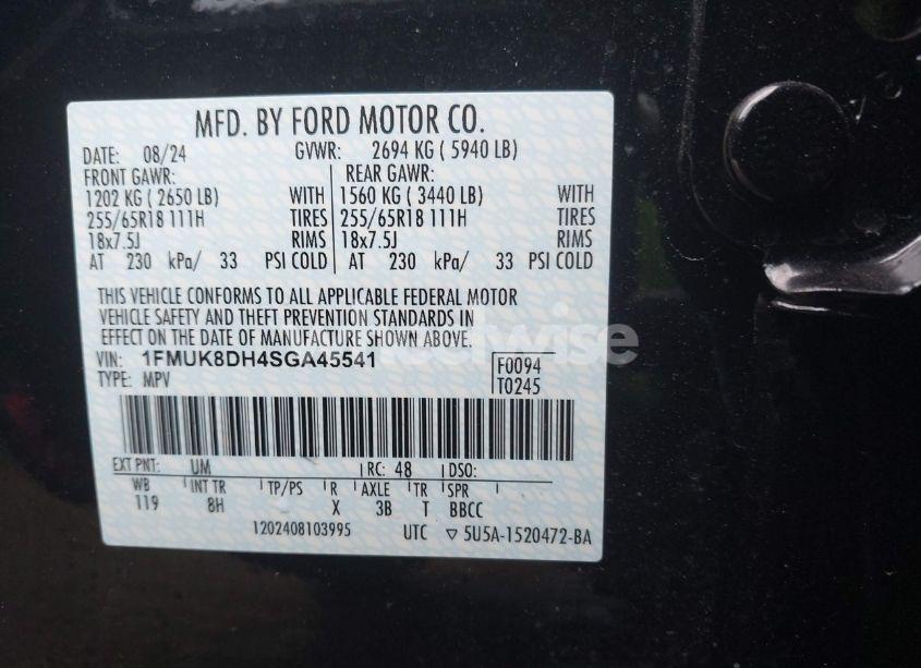Photo 9 of 2025 Ford Explorer ACTIVE (VIN 1FMUK8DH4SGA45541)
