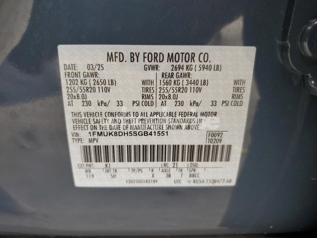 Photo 12 of 2025 FORD EXPLORER ACTIVE (VIN 1FMUK8DH5SGB41551)