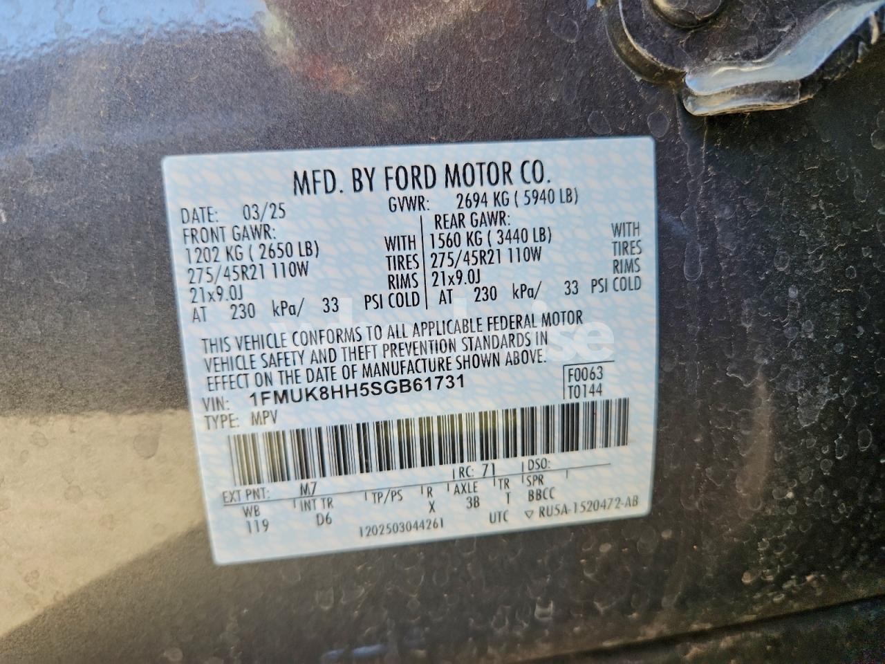 Photo 14 of 2025 FORD EXPLORER PLATINUM (VIN 1FMUK8HH5SGB61731)