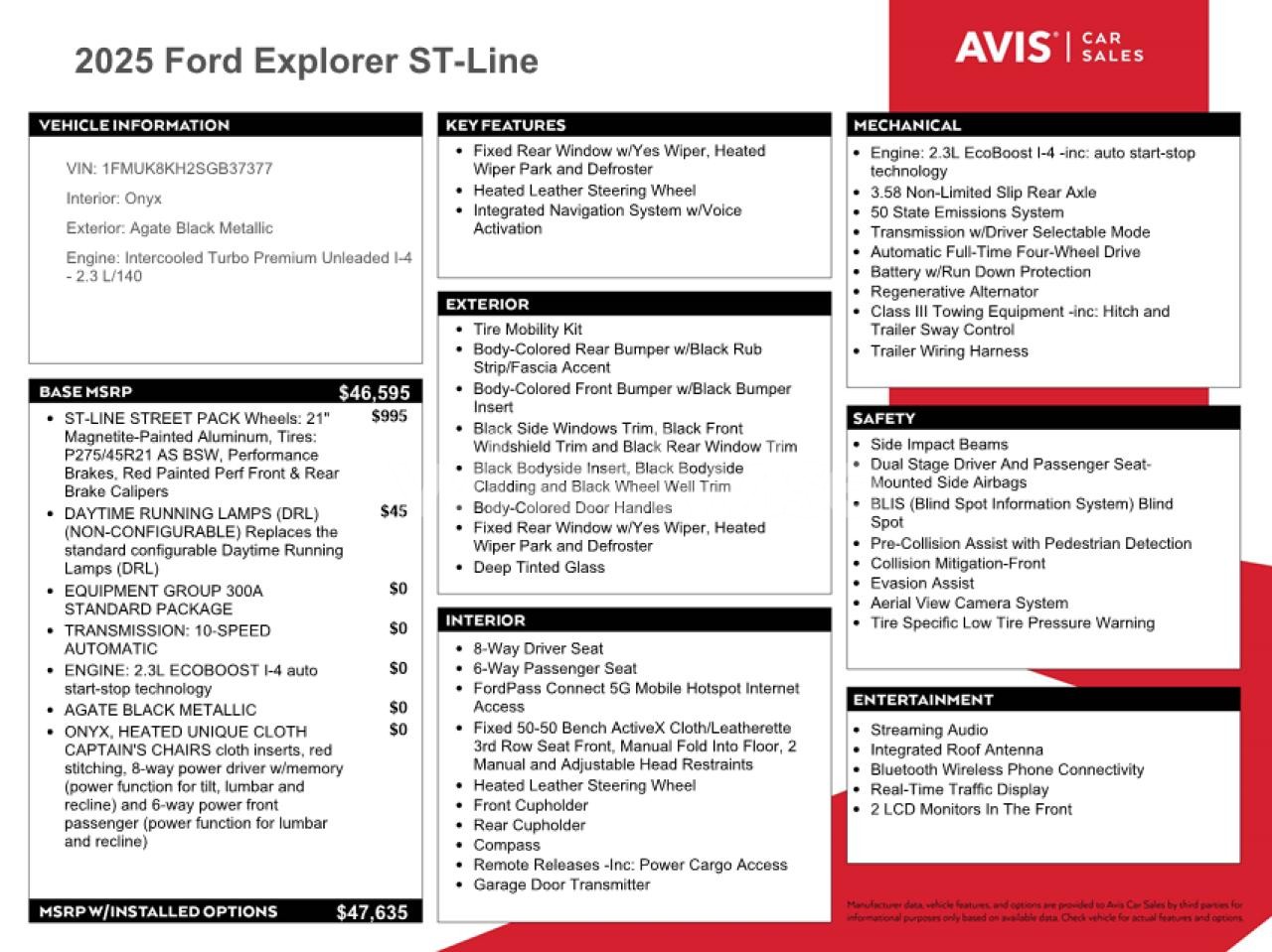 Photo 13 of 2025 FORD EXPLORER ST-LINE (VIN 1FMUK8KH2SGB37377)