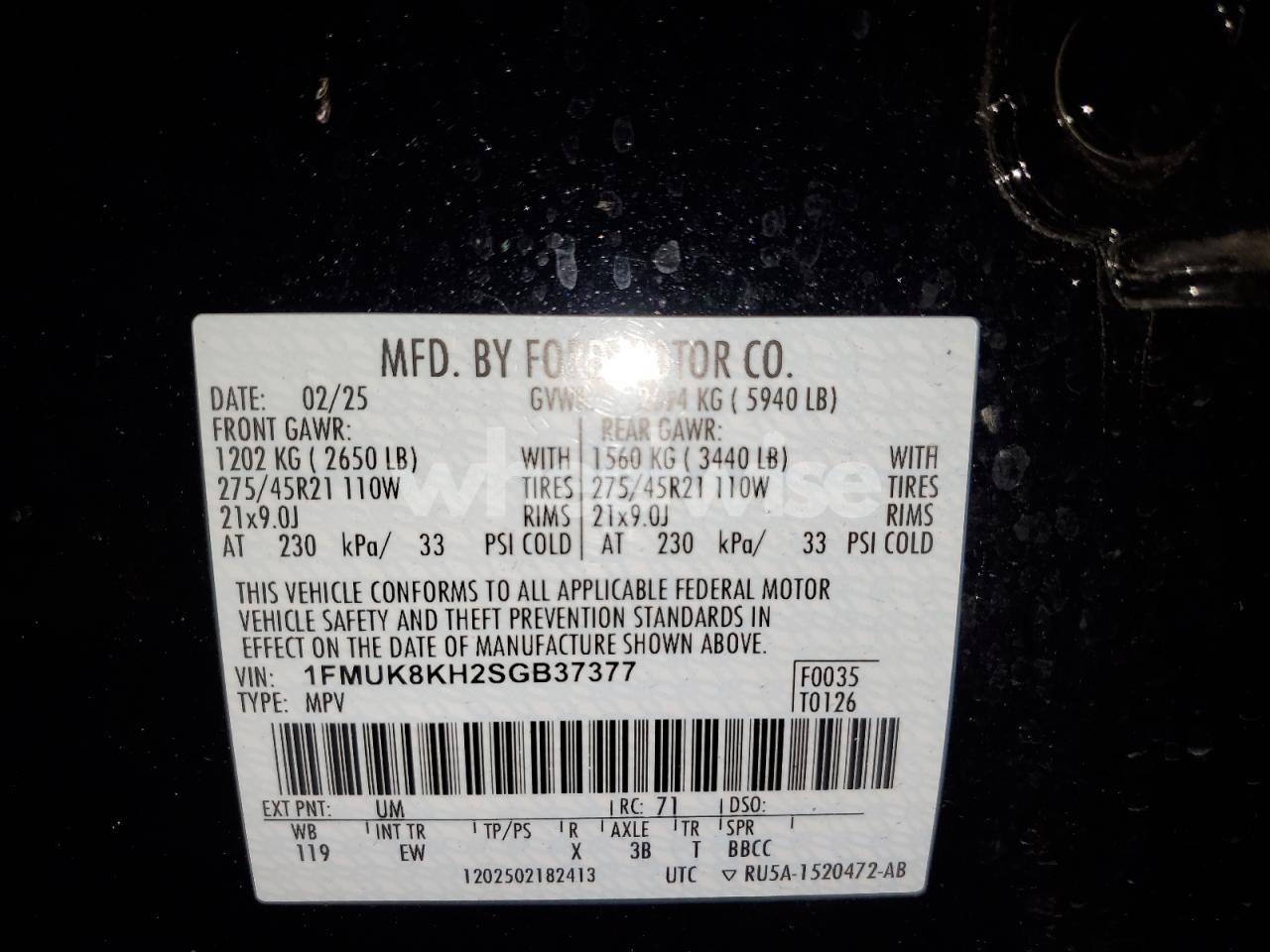 Photo 14 of 2025 FORD EXPLORER ST-LINE (VIN 1FMUK8KH2SGB37377)