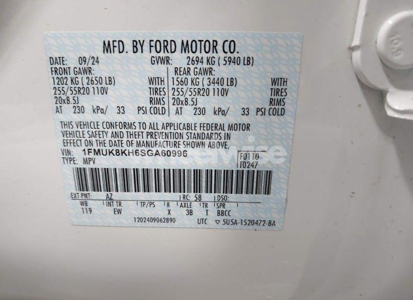 Photo 9 of 2025 Ford Explorer ST-LINE (VIN 1FMUK8KH6SGA60996)