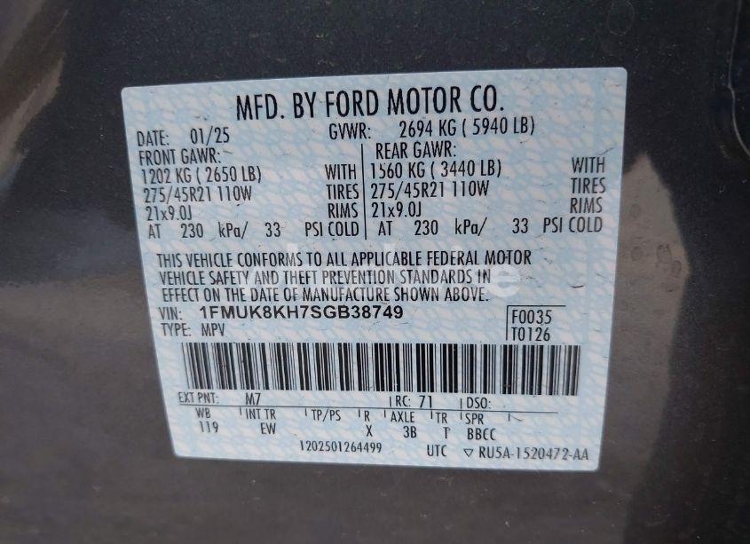 Photo 9 of 2025 Ford Explorer ST-LINE (VIN 1FMUK8KH7SGB38749)