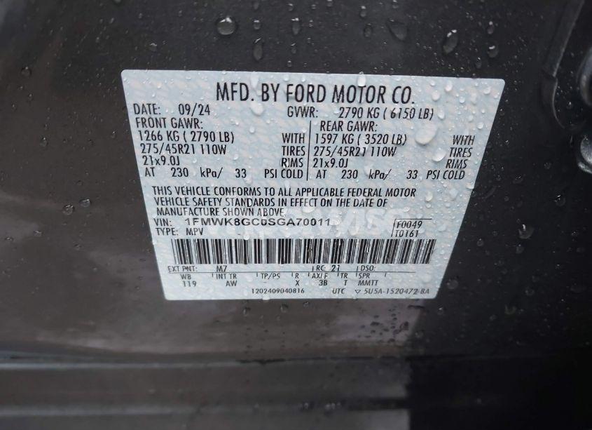 Photo 9 of 2025 Ford Explorer ST (VIN 1FMWK8GC0SGA70011)