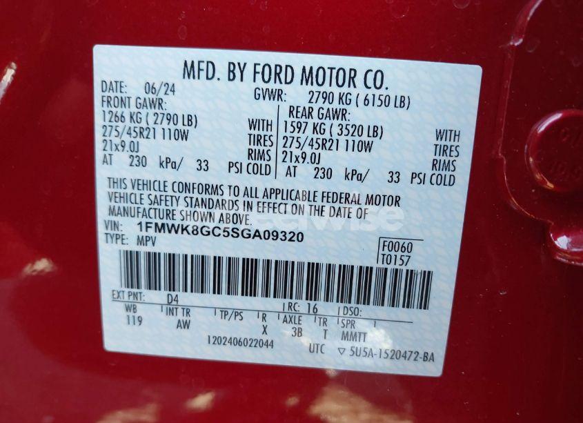Photo 9 of 2025 Ford Explorer ST (VIN 1FMWK8GC5SGA09320)