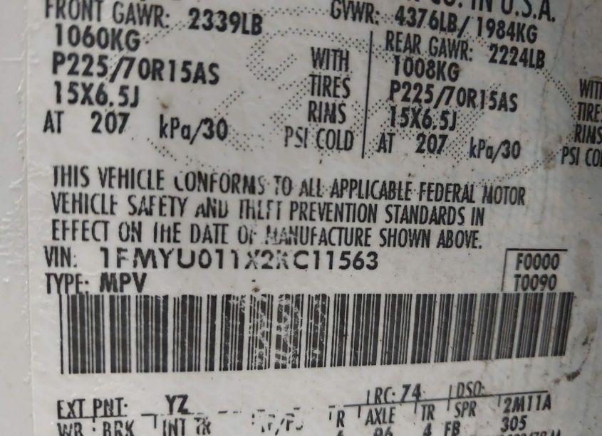 Photo 9 of 2002 Ford Escape XLS (VIN 1FMYU011X2KC11563)