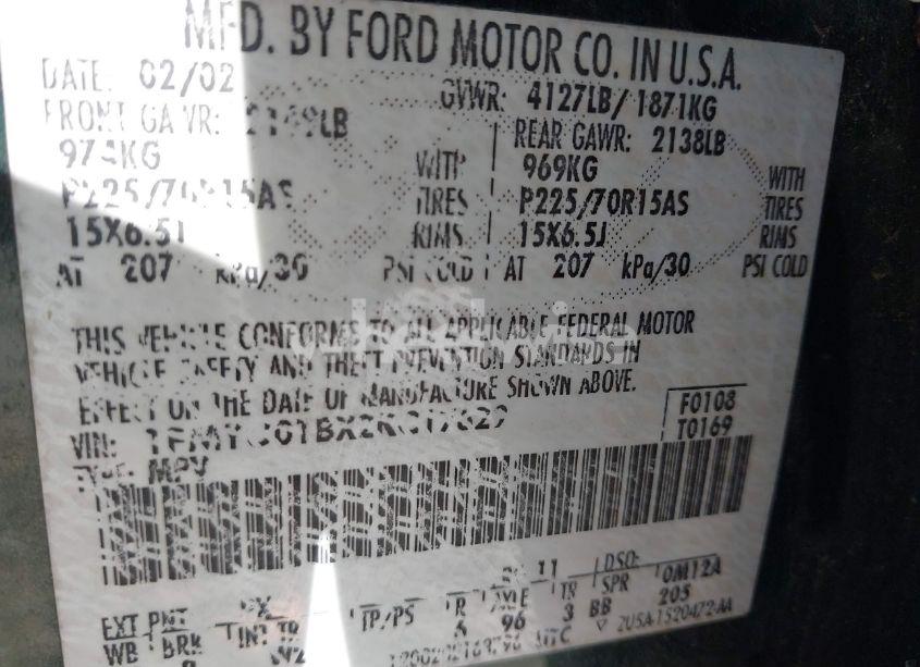 Photo 9 of 2002 Ford Escape XLS (VIN 1FMYU01BX2KC17629)