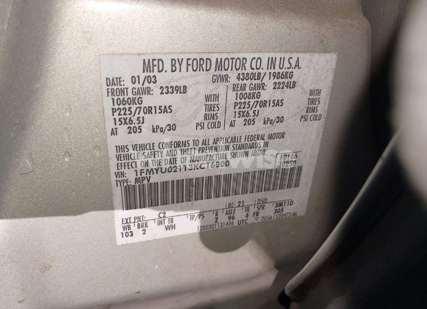 Photo 9 of 2003 Ford Escape XLS (VIN 1FMYU02113KC16800)