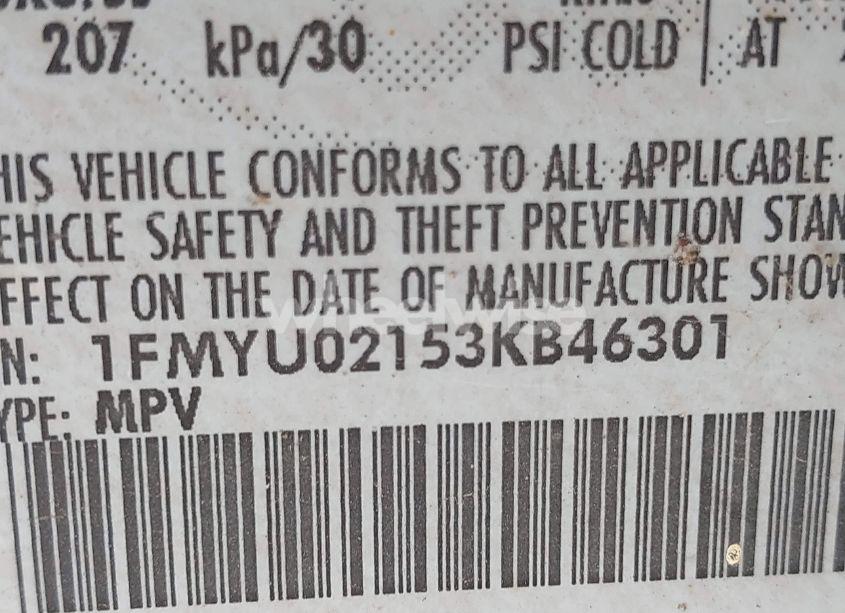 Photo 9 of 2003 Ford Escape XLS (VIN 1FMYU02153KB46301)
