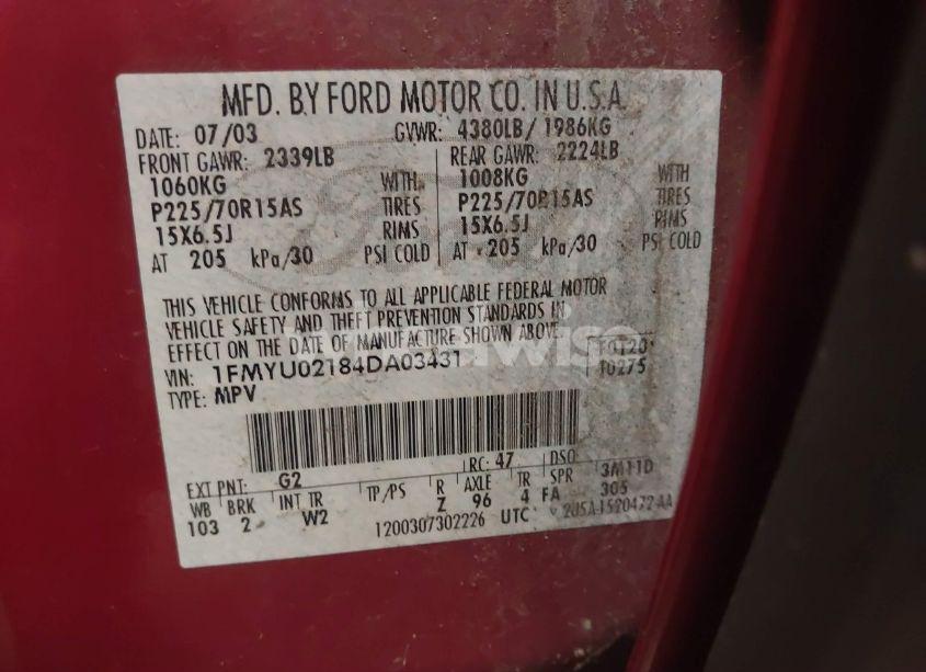 Photo 9 of 2004 Ford Escape XLS (VIN 1FMYU02184DA03431)