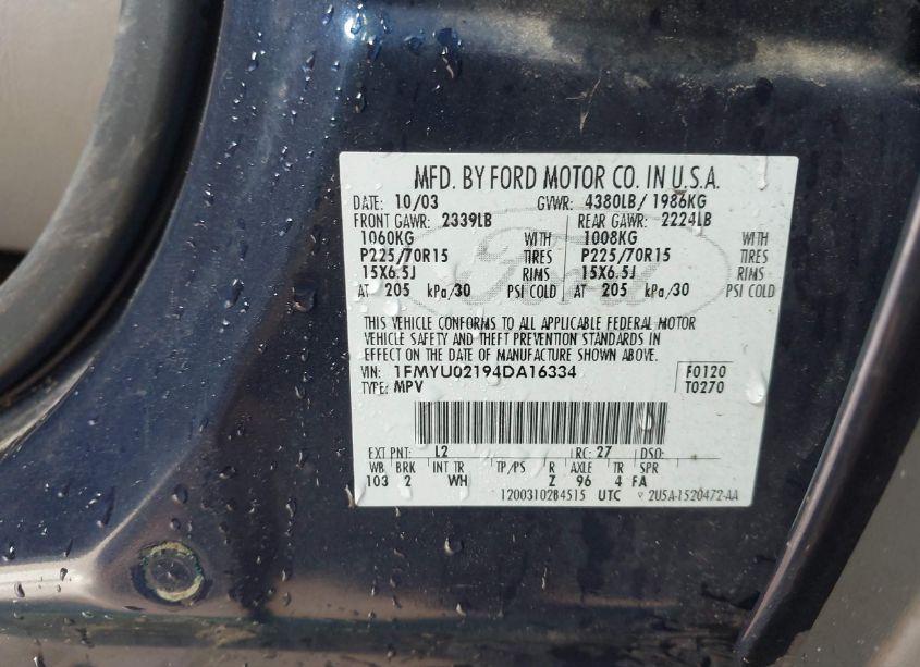 Photo 9 of 2004 Ford Escape XLS (VIN 1FMYU02194DA16334)