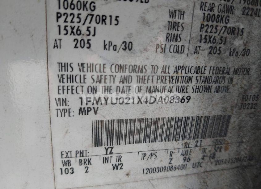 Photo 9 of 2004 Ford Escape XLS (VIN 1FMYU021X4DA08369)