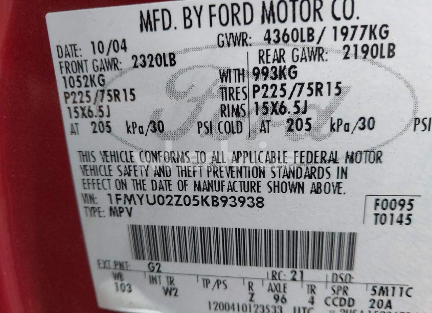 Photo 8 of 2005 Ford Escape XLS (VIN 1FMYU02Z05KB93938)