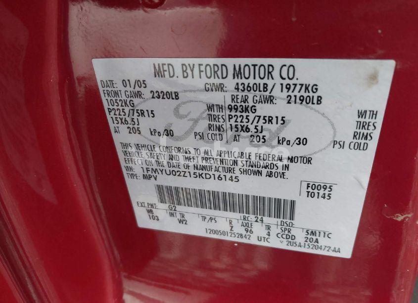 Photo 9 of 2005 Ford Escape XLS (VIN 1FMYU02Z15KD16145)