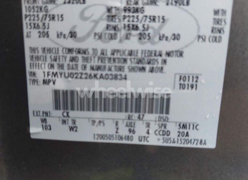 Photo 9 of 2006 Ford Escape XLS/XLS MANUAL (VIN 1FMYU02Z26KA03834)