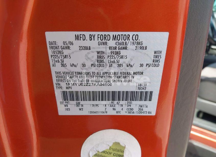 Photo 9 of 2007 Ford Escape XLS/XLS MANUAL (VIN 1FMYU02Z27KA04600)