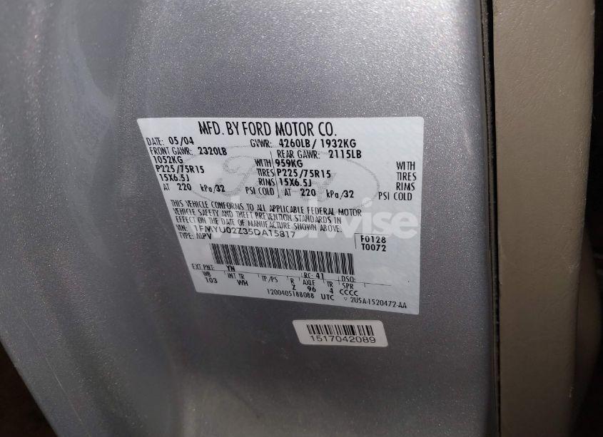 Photo 9 of 2005 Ford Escape XLS (VIN 1FMYU02Z35DA15817)