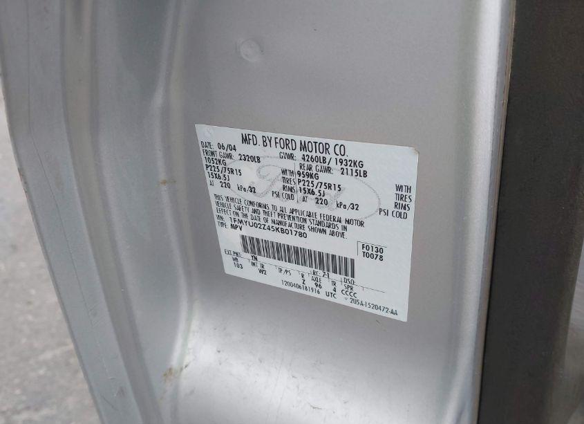 Photo 9 of 2005 Ford Escape XLS (VIN 1FMYU02Z45KB01780)