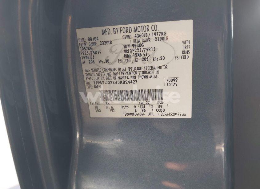 Photo 10 of 2005 Ford Escape XLS (VIN 1FMYU02Z45KB24427)