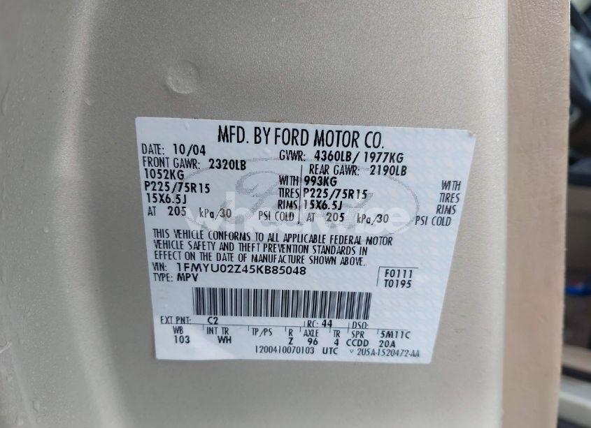 Photo 9 of 2005 Ford Escape XLS (VIN 1FMYU02Z45KB85048)