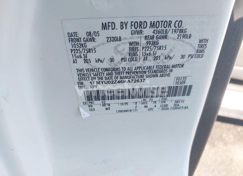 Photo 9 of 2006 Ford Escape XLS/XLS MANUAL (VIN 1FMYU02Z46KA72637)