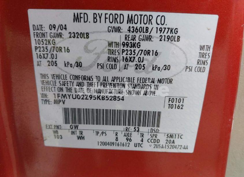 Photo 9 of 2005 Ford Escape XLS (VIN 1FMYU02Z95KB52854)