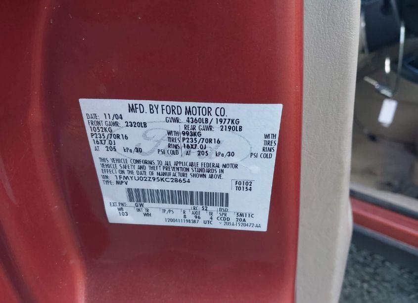 Photo 9 of 2005 Ford Escape XLS (VIN 1FMYU02Z95KC28654)