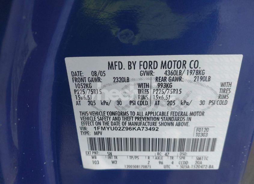 Photo 9 of 2006 Ford Escape XLS/XLS MANUAL (VIN 1FMYU02Z96KA73492)