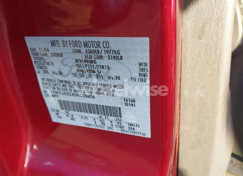 Photo 9 of 2005 Ford Escape XLS (VIN 1FMYU02ZX5KC28856)