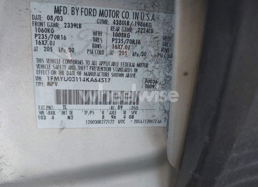 Photo 9 of 2004 Ford Escape XLT (VIN 1FMYU03114KA64517)