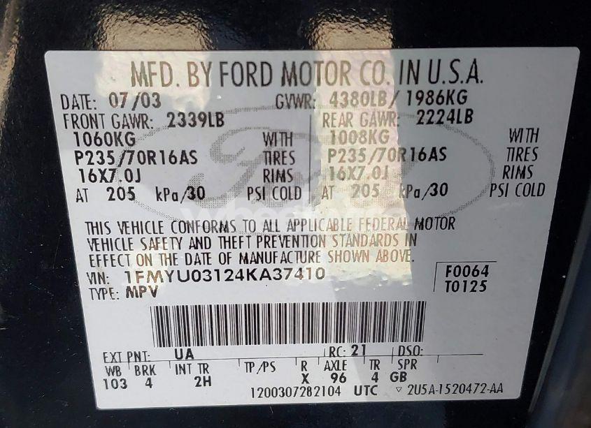 Photo 9 of 2004 Ford Escape XLT (VIN 1FMYU03124KA37410)