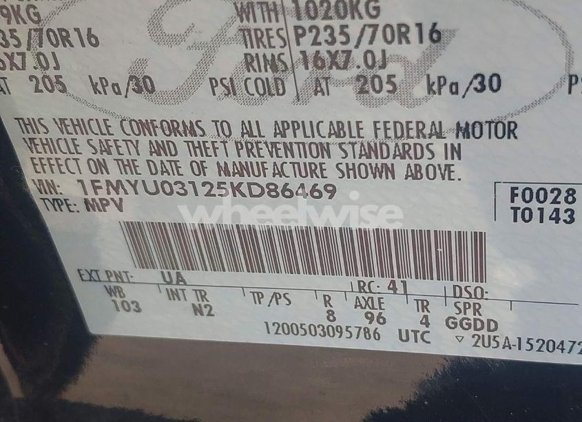 Photo 9 of 2005 Ford Escape XLT (VIN 1FMYU03125KD86469)