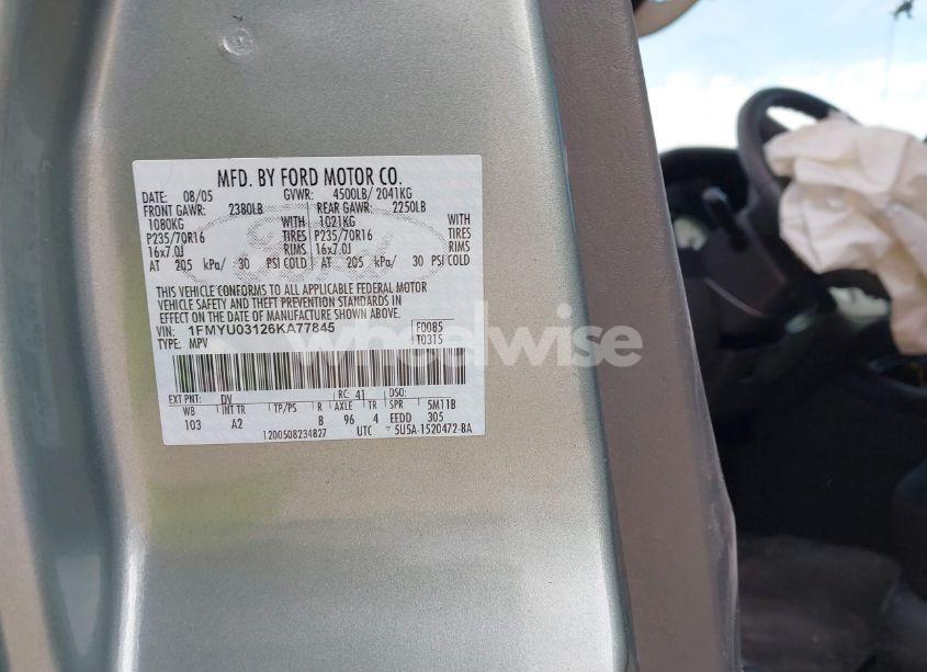 Photo 9 of 2006 Ford Escape XLT/XLT SPORT (VIN 1FMYU03126KA77845)