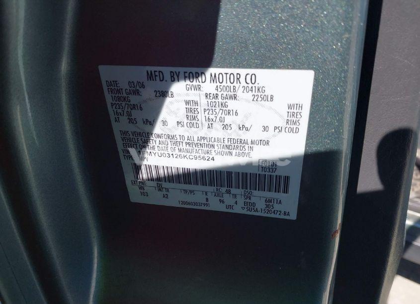 Photo 9 of 2006 Ford Escape XLT/XLT SPORT (VIN 1FMYU03126KC95624)