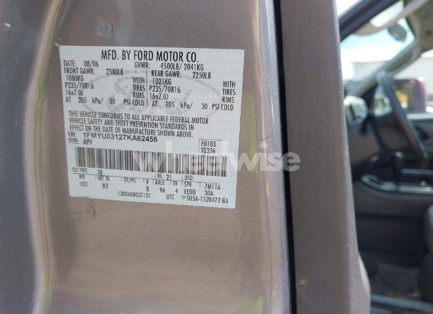 Photo 9 of 2007 Ford Escape XLT/XLT SPORT (VIN 1FMYU03127KA62456)