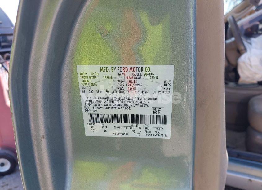 Photo 9 of 2007 Ford Escape XLT/XLT SPORT (VIN 1FMYU03137KA13962)