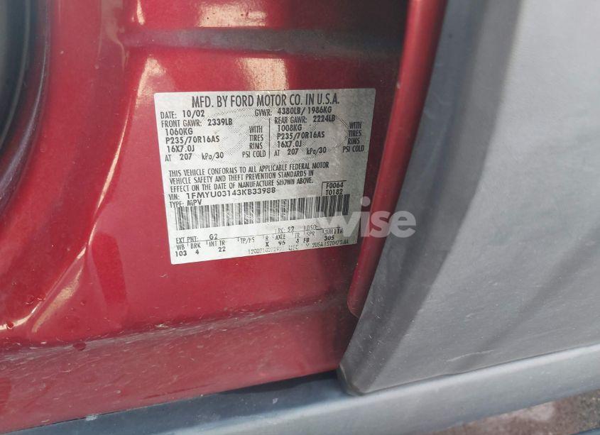 Photo 9 of 2003 Ford Escape XLT (VIN 1FMYU03143KB33988)