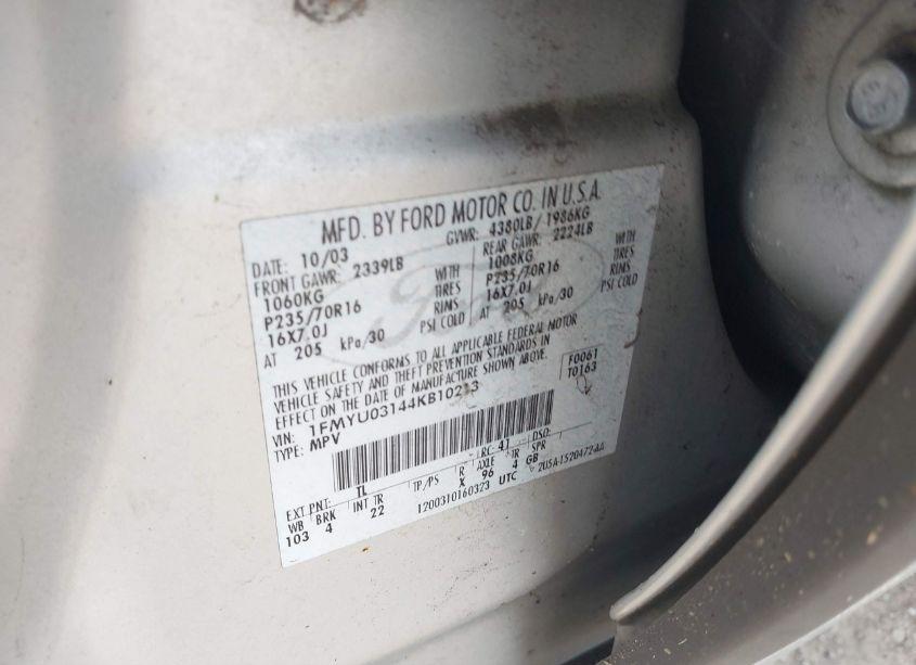 Photo 9 of 2004 Ford Escape XLT (VIN 1FMYU03144KB10213)