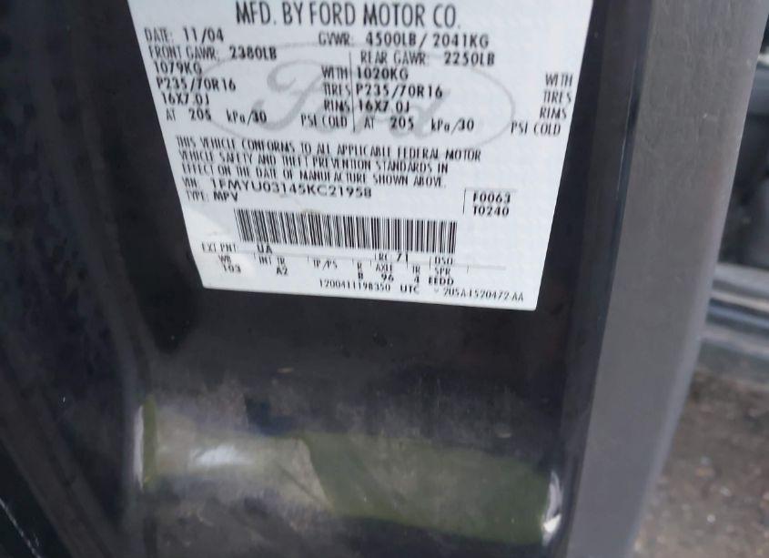 Photo 9 of 2005 Ford Escape XLT (VIN 1FMYU03145KC21958)