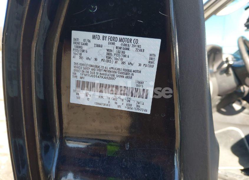 Photo 9 of 2007 Ford Escape XLT/XLT SPORT (VIN 1FMYU03147KA52897)