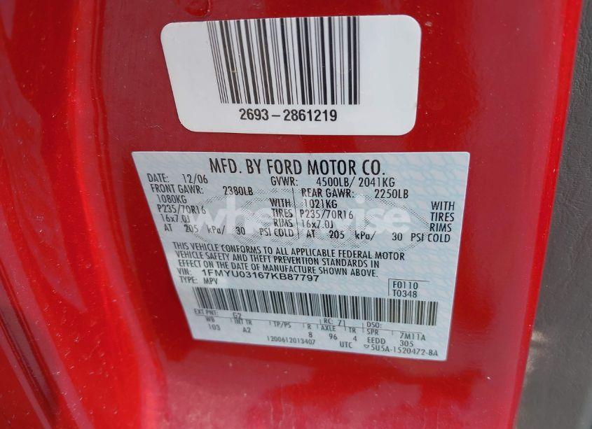 Photo 9 of 2007 Ford Escape XLT/XLT SPORT (VIN 1FMYU03167KB87797)