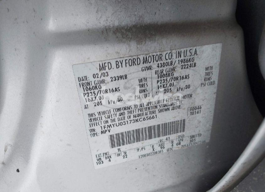 Photo 9 of 2003 Ford Escape XLT (VIN 1FMYU03173KC65661)