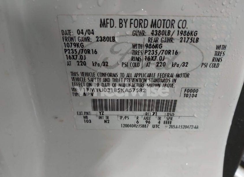 Photo 9 of 2005 Ford Escape XLT (VIN 1FMYU03185KA57582)