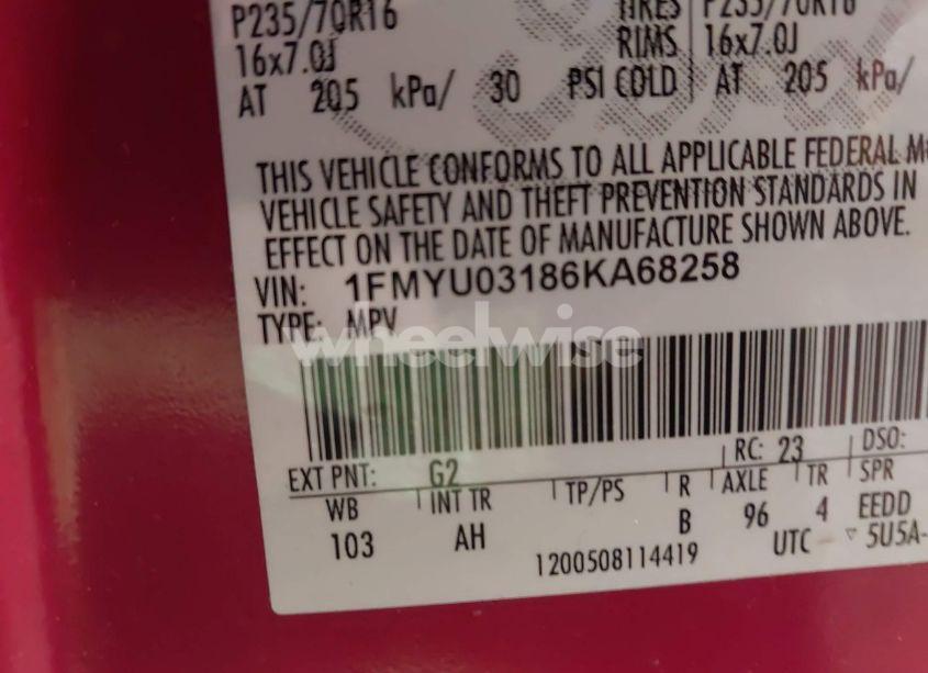 Photo 9 of 2006 Ford Escape XLT/XLT SPORT (VIN 1FMYU03186KA68258)